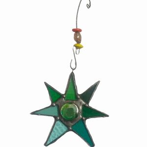 Vintage Stained Glass Star with Hook